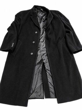 London Fog 42R Black Long Overcoat Made in Dominican Republic 🖤 old money